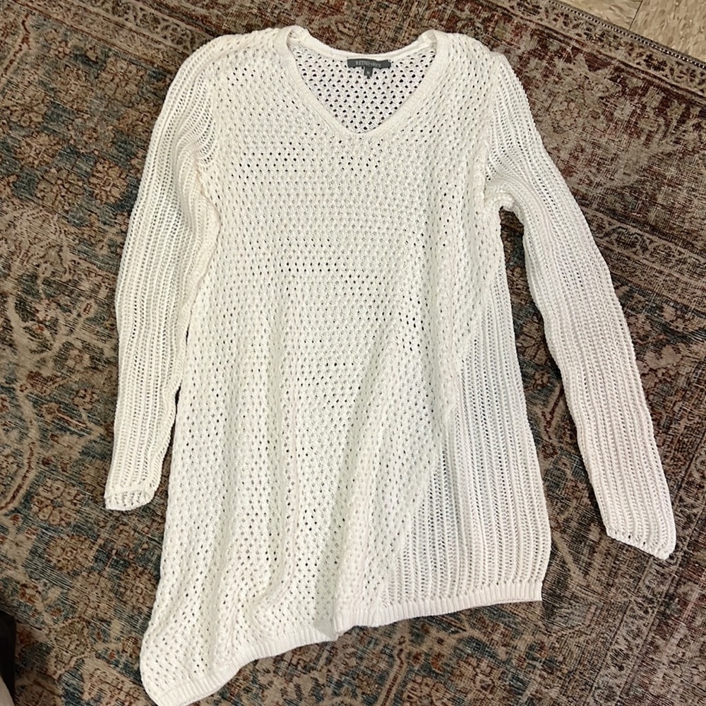 Retro-Ology White Sweater, Open Design, M - image 1